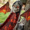 Morris Costumes 5 ft Animated & Light-Up Red Skeletal Reaper with Wings Hanging Decoration - Red - 3 of 3