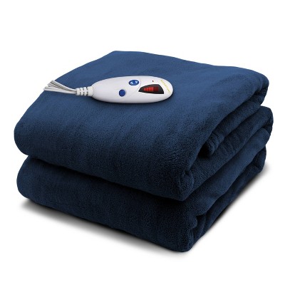 Reversible Microplush Electric Throw Blanket Navy - Biddeford Blankets