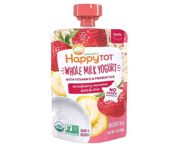 Dannon Happy Tot Strawberry Banana Oats & Chia Whole Milk Yogurt - 3.5oz