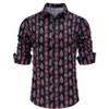 Mens Floral Dress Shirts Long Sleeve Beach Holiday Button Down Party Shirt - 2 of 4
