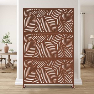 SpassWay 47" x 76" Brown Metal Garden Trellis Privacy Screen Indoor Outdoor Room Divider Lattice Panel - 1 of 4