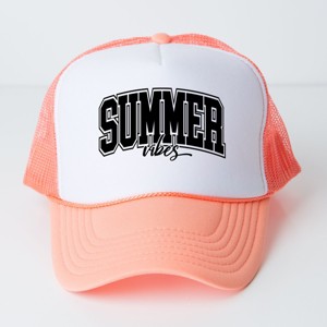 The Juniper Shop Varsity Summer Vibes Cursive Youth Foam Trucker Hat - Youth - White Coral - 1 of 2