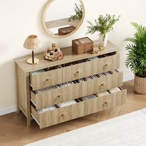 Fluted Dresser for Bedroom, 54 Inch Wide 7-Drawer Wood Dresser, Modern Chest of Drawers - 1 of 4