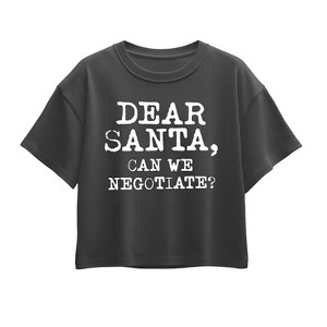 Girls' - Instant Message - Dear Santa Can We Negotiate Short Sleeve Boxy Graphic T-Shirt - 1 of 2