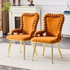 Velvet Dining Chair Set of 2, Upholstered Armrests Chair with Metal Legs, High Back Accent Chairs for Kitchen or Dining Room-Koiai - 3 of 4