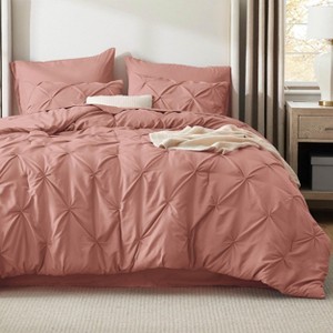 Bedsure | 5/7 Pcs Bed in a Bag Solid Diamond Pintuck Bedding Set for All Season - 1 of 4