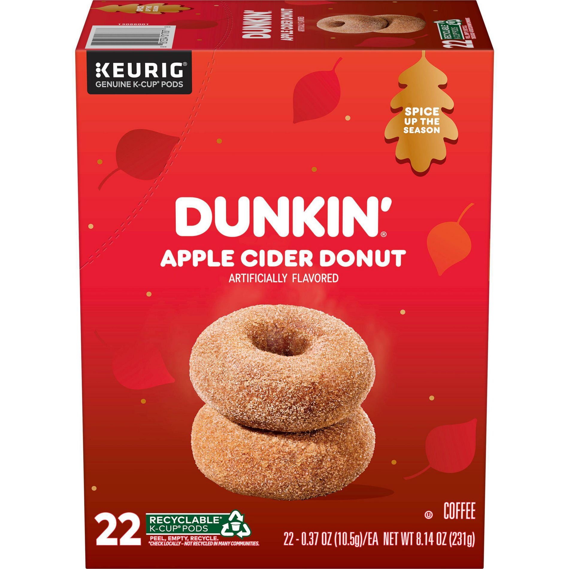 Dunkin' Donuts Apple Cider Donut Flavored Medium Roast Keurig K-Cup Coffee Pods - 22ct