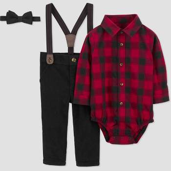 Carter's Just One You®️ Baby Boys' Plaid Top & Bottom Set - Red/Black