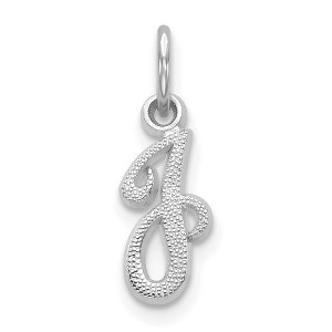 Black Bow Jewelry 14k White Gold, Sadie Collection, Mini Satin Script Initial J Charm - 1 of 4