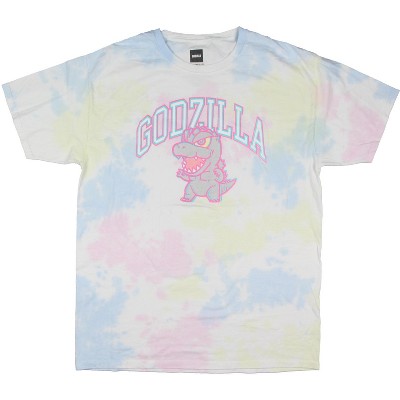 Godzilla Men's Chibi Movie Monster Tie-Dyed Short Sleeve T-Shirt