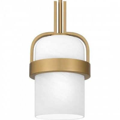 Aged Brass Mini Pendant Light with Alabaster Glass Shade