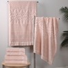 Cotton Geometric Jacquard Plush Soft Absorbent Bath Towel Set by Blue Nile Mills - 2 of 4