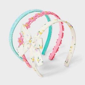 Girls' 3pk Headbands - Cat & Jack™: Solid Pattern, Recycled Polyester, ABS Material, Ages 3+ - 1 of 3