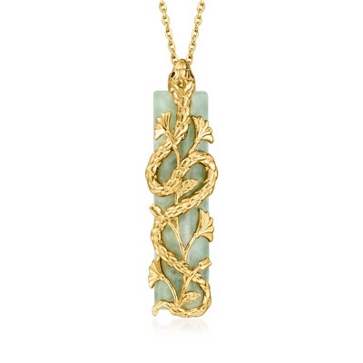 Ross-Simons Jade Snake Pendant Necklace With Sapphires in 18kt Gold Over Sterling Size 18