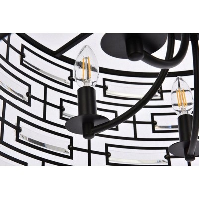 Kennedy Black Iron and Crystal Drum Pendant Light