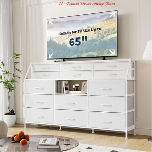 Entryway 14 Drawer Dresser for Bedroom, Fabric Chest of Drawers w/ Wooden Top, Large Storage Cabinet w/ Metal Frame - 1 of 4