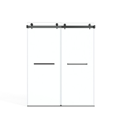 Cesicia 60x75 inches Matte Black Double Sliding Shower Door