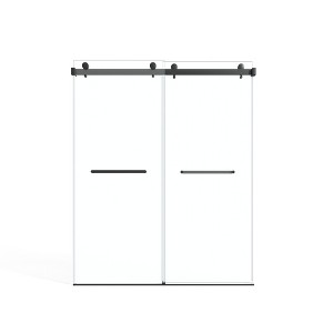 Cesicia 60x75 inches Matte Black Double Sliding Shower Door - 1 of 4