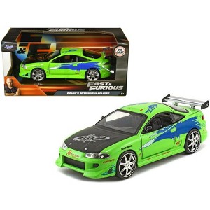 Brian's Mitsubishi Eclipse Green with Black Hood and Graphics "The Fast and The Furious" (2001) Movie 1/24 Diecast Model by Jada - 1 of 3