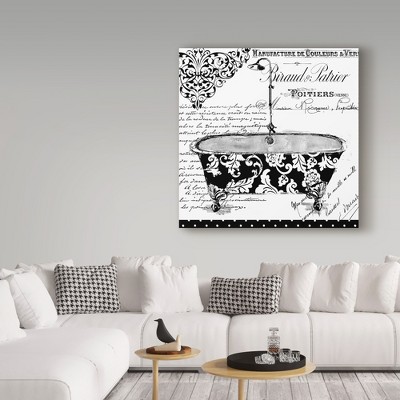 Black and White Decorative Tub Canvas Art, 25" x 20"