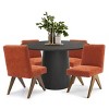 5-Piece Round Dining Table Set, 46" Pedestal Table with 4 Upholstered Dining Chairs, Solid Wood Legs, Modern Dining Room Set-Maison Boucle - 2 of 4