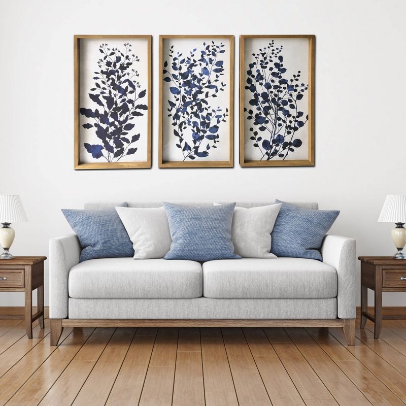 3pc 48&#34; x 30&#34; Branches Wood Framed Wall Canvas Blue - Gallery 57, 4 of 9