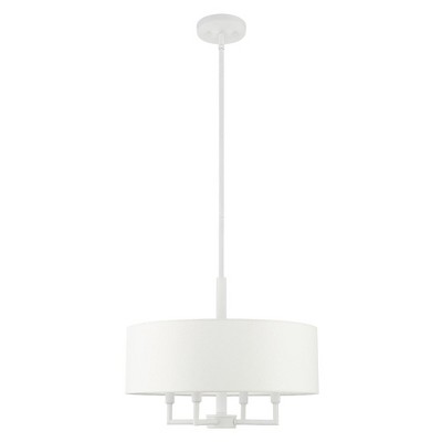 White Steel Drum Shade Pendant Light