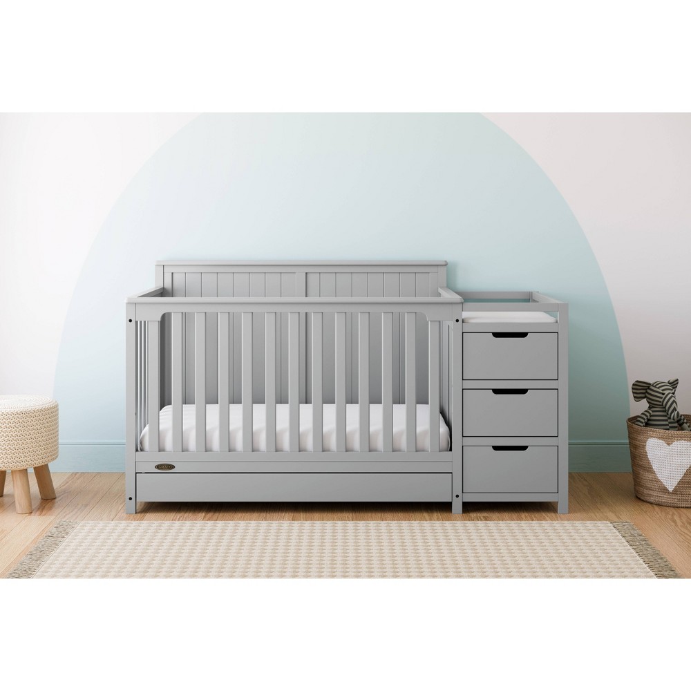 Graco Hadley 5-in-1 Convertible Crib and Changer with Drawer - Pebble Gray