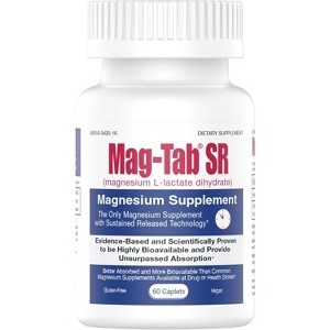 Mag-Tab SR Magnesium Supplement 84 mg Caplets for Muscle Function, Nerve Health, and Magnesium Balance – 60 Tablets - 1 of 4
