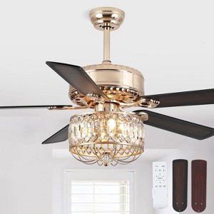Kviflon 52 Inches Downrod Ceiling Fan with Light,Crystal Ceiling Fan Light for different decor needs,for Kitchen,Dining Room,Bedroom - 1 of 4