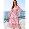 INSPIRE CHIC Women's Long Sleeve Floral V Neck Boho Ruffle Tiered Flowy Chiffon Midi Dress with Pocket - 4 of 4