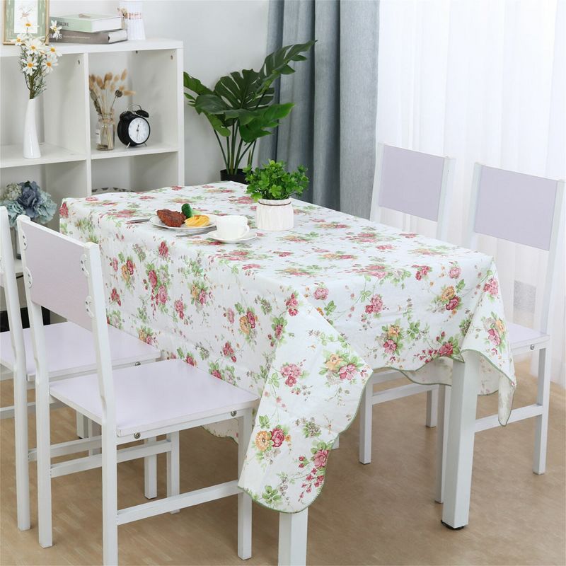 41"x60" Rectangle Vinyl Water Oil Resistant Printed Tablecloths Pink Rose - PiccoCasa, 1 of 5