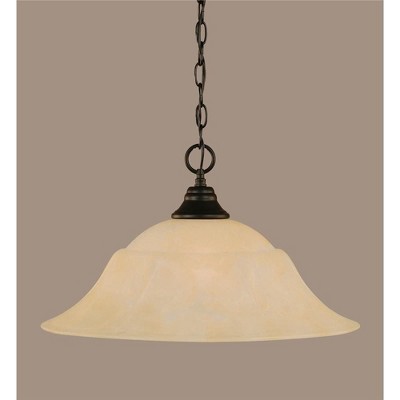 Toltec Lighting Any 1 - Light Pendant in  Matte Black with 20" Amber Marble Shade