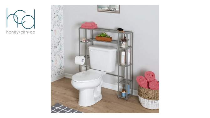 Honey-Can-Do 5-Tier Over the Toilet Steel Storage Shelf Silver, 2 of 9, play video