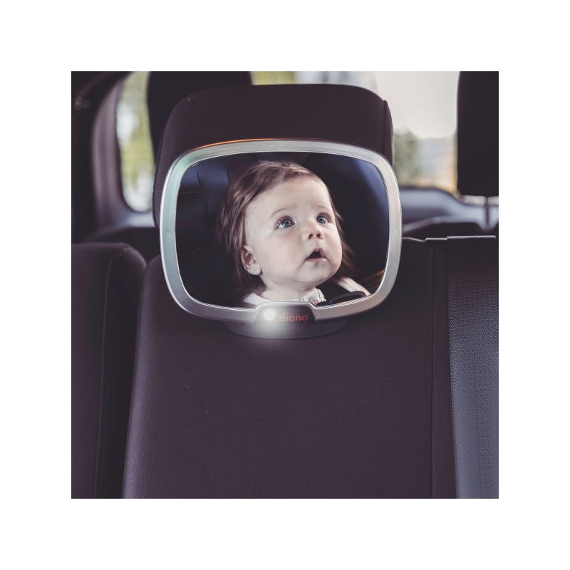 Diono Easy View Plus Baby Car Mirror with Light, For Rear Facing Infant with 360 Rotation, Silver, 4 of 11