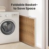FONTOI Foldable Laundry Basket with Lid, Hand-Woven Laundry Basket with Compartments & Handles, Removable Liner, Brown, 13"*23.6"*22.4" - 4 of 4