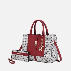 MKF Collection Yuliana Circular M emblem Print Satchel Bag with Wallet by Mia K - 1 of 4