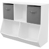 Acekool Kids Bookcase and Toy Storage, Multi-Shelf Cubby Organizer Cabinet with Fabric Drawers for Bedroom or Playroom, Grey, 35.43"x11.81"x29.53" - 4 of 4