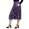 24seven Comfort Apparel Purple Print Elastic Waist Pocket Midi Skirt - 2 of 4