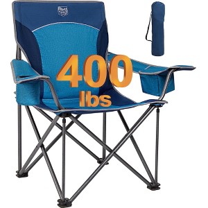 TIMBER RIDGE 2 Pieces Portable Director Chair, Heavy Duty Camping Folding Chair with Compact Size with Side Pocket and Table, Support 400 lbs, Navy - 1 of 4