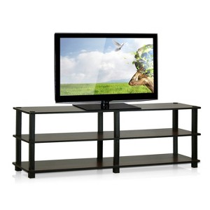 Furinno Modern 3-Tier TV Stand Console Table Media Entertainment Center w/Open Storage Shelf,Dark Brown/Black - 1 of 4