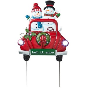 The Lakeside Collection Snowman Truck Stake - 1 of 2