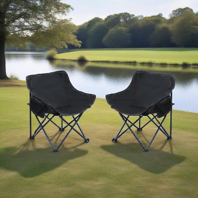 Vynxaria 2-Pack Portable Outdoor Camping Chairs - Folding, Durable & Comfortable