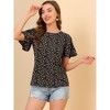 Allegra K Women's Floral Chiffon Casual Round Neck Flutter Sleeve Blouse - 3 of 4