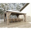 Wood Gazebo, Upgrade Wooden Frame, Double Galvanized Steel Roof, Hardtop Gazebo with Nettings and Curtains for Backyard, Patio, Garden and Lawn - 3 of 4
