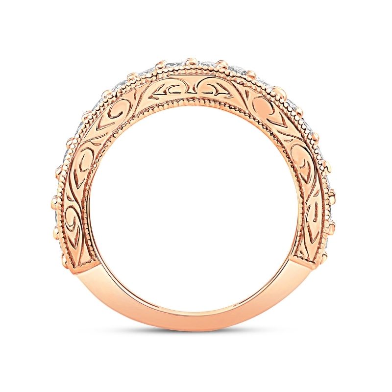 Pompeii3 1/2ct Vintage Diamond Rose Gold Wedding Ring 14K, 4 of 6