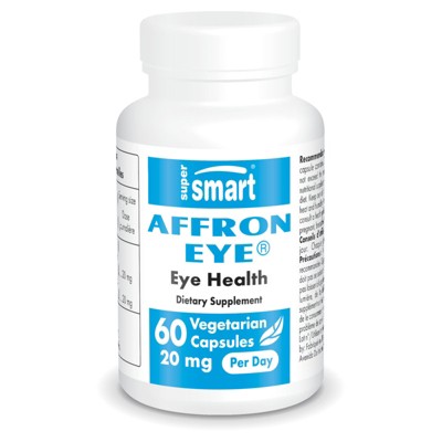 SuperSmart Affron Eye 20mg per Day - Patented Saffron Extract 3% Crocin - Vision & Eye Supplement | Non-GMO & Gluten Free - 90 Vegetarian Capsules