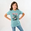 The Juniper Shop Pink Daisies Watercolor Youth Short Sleeve Tee - L - Ocean - 3 of 4