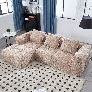 CAVINAS Modern Modular L-Shaped Sofa with Chaise Longue, 98.42-inch Loveseat Sofa with Small Side Pockets, Couches for Living Room - 1 of 4