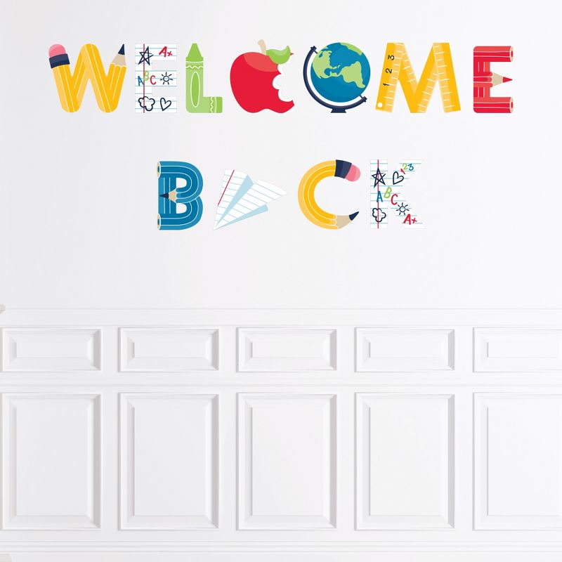 Big Dot of Happiness Back to School - Peel and Stick First Day of School Classroom Decorations Large Banner Wall Decals - Welcome Back, 1 of 9